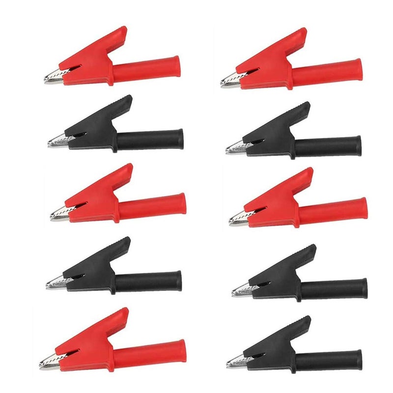 bnafes10Pcs Full Insulated Crocodile Clips with 4mm Socket Banana Jack Copper Test Clamp Wire Clip Alligator Clips 30A - Image 2